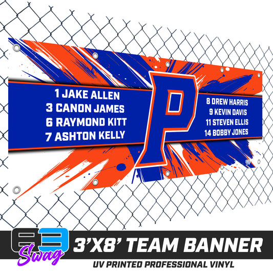 3'x8' Team Vinyl Banner with Roster - Palatka TailGators Baseball v.26