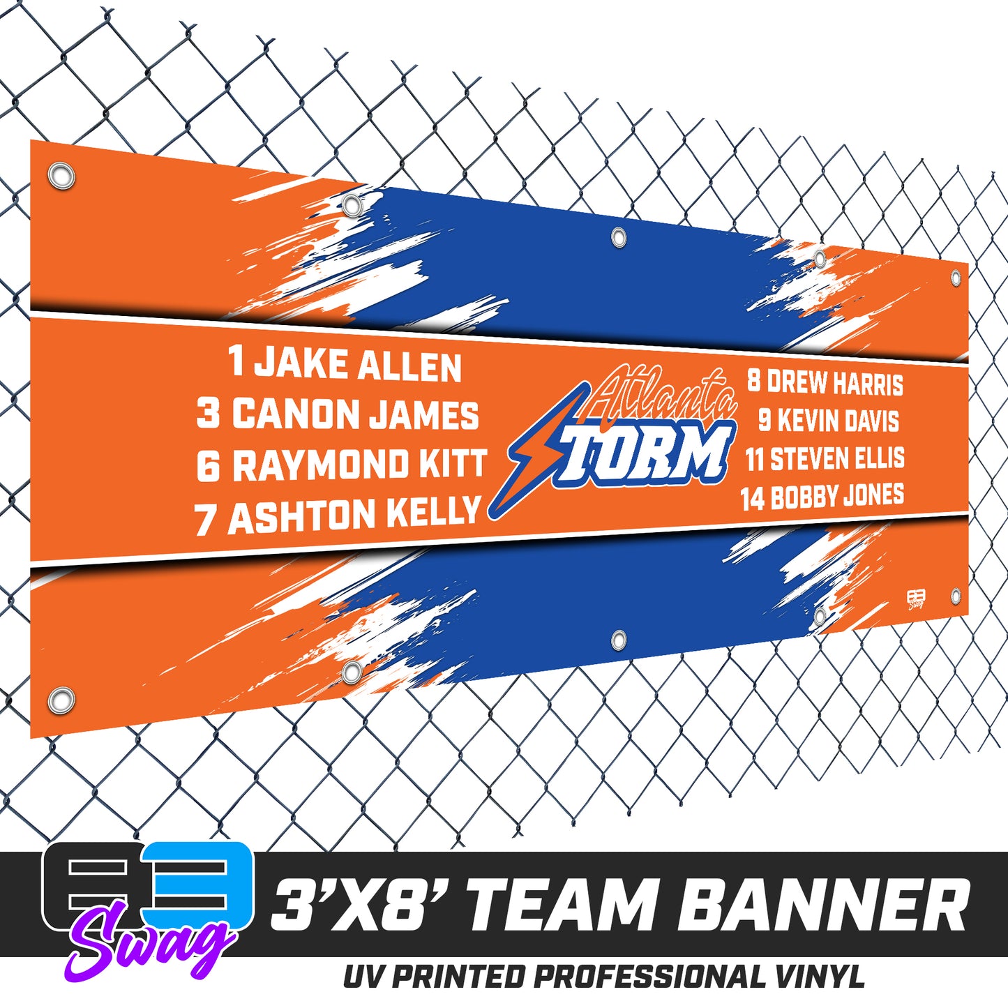 3'x8' Team Vinyl Banner with Roster - Atlanta Storm