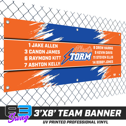 3'x8' Team Vinyl Banner with Roster - Atlanta Storm