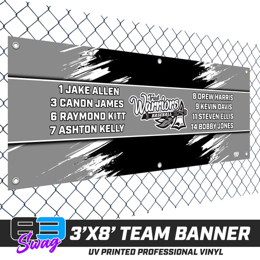 3'x8' Team Vinyl Banner with Roster - Triad Warriors Baseball