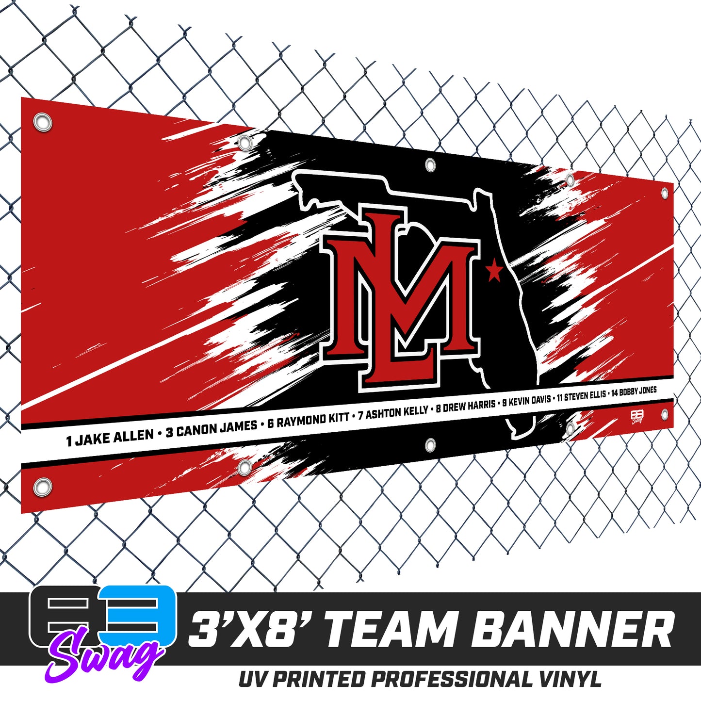 3'x8' Team Vinyl Banner with Roster - Lake Mary All Stars Softball