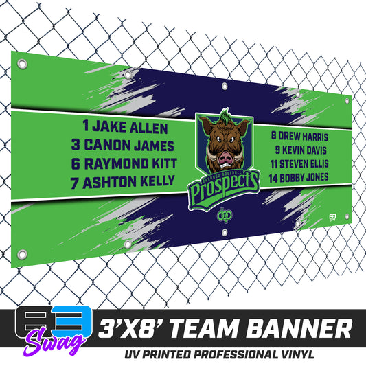 3'x8' Team Vinyl Banner with Roster - Orlando Baseball Prospects - War Hogs