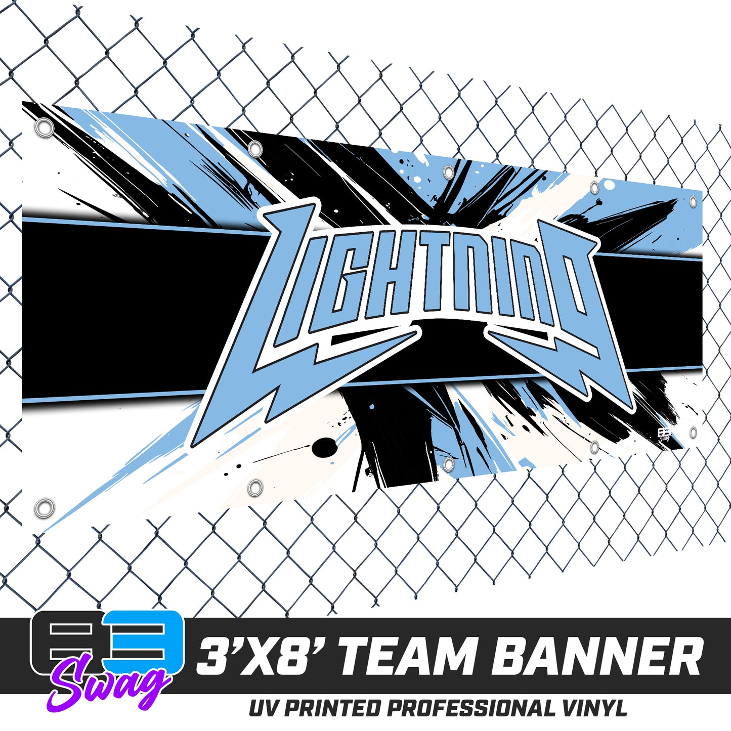 3'x8' Team Vinyl Banner with Roster - Lightning Baseball