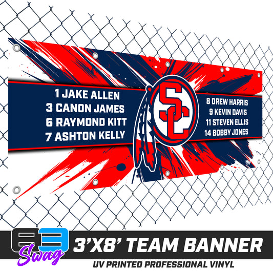 3'x8' Team Vinyl Banner with Roster - South Cherokee Indians