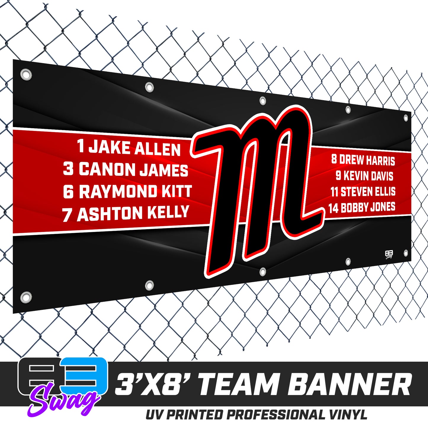 3'x8' Team Vinyl Banner with Roster - SYA Mets V1