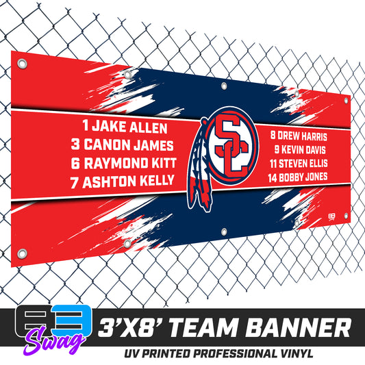 3'x8' Team Vinyl Banner with Roster - South Cherokee Indians