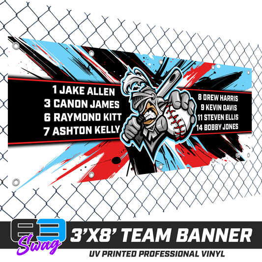 3'x8' Team Vinyl Banner with Roster - Knights Baseball 2026 VERSION