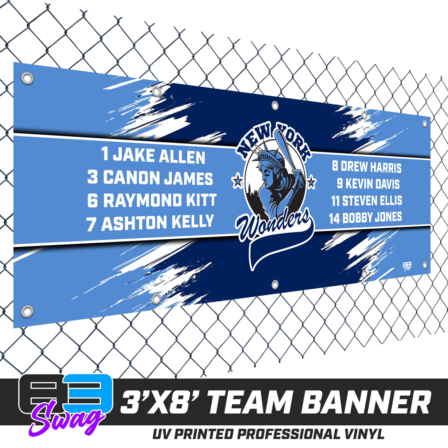 3'x8' Team Vinyl Banner with Roster - New York Wonders