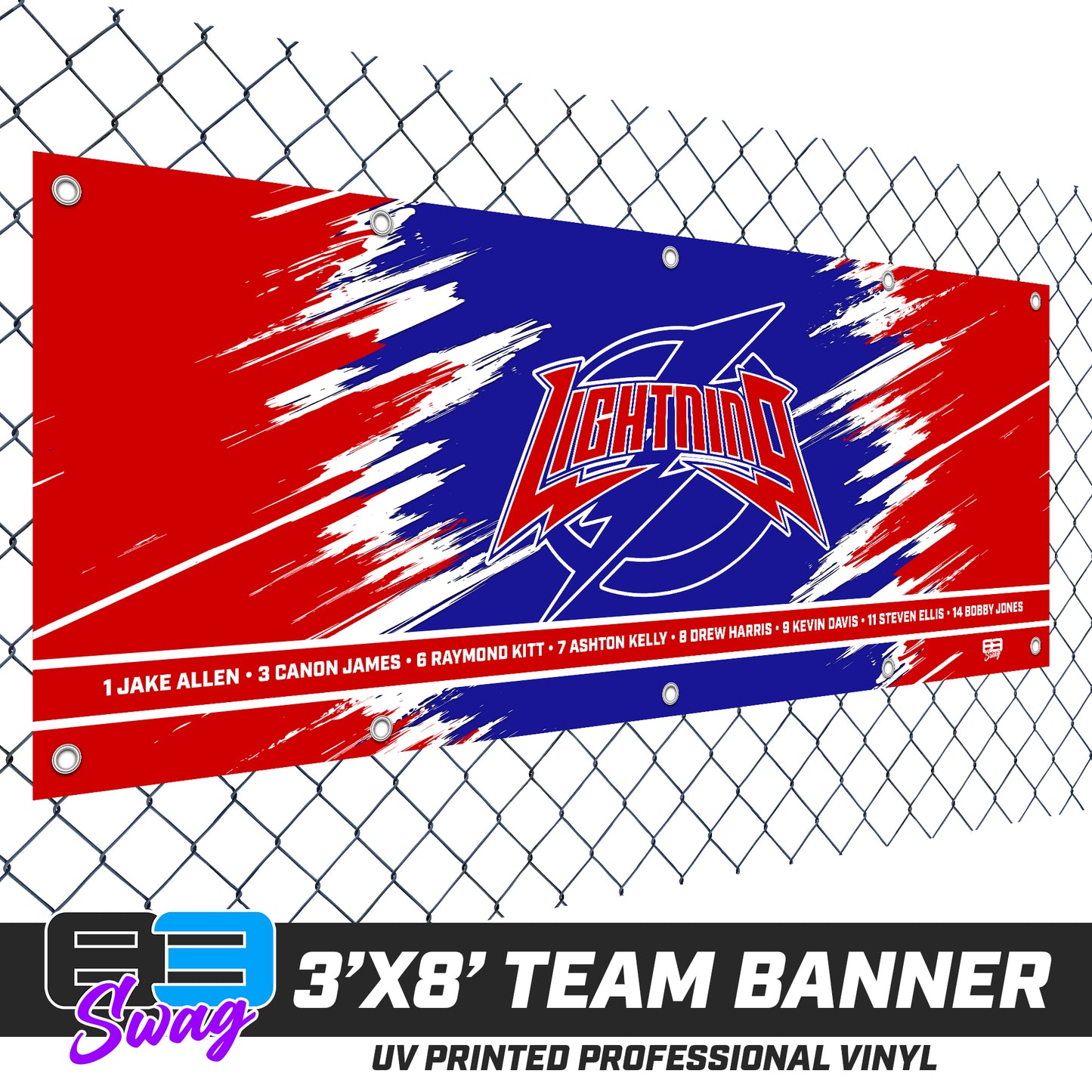 3'x8' Team Vinyl Banner with Roster - Palm Beach Gardens Lightning