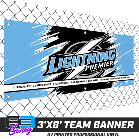 3'x8' Team Vinyl Banner with Roster - Lightning Premier Softball