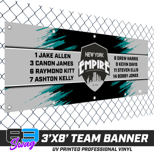 3'x8' Team Vinyl Banner with Roster - New York Empire Softball