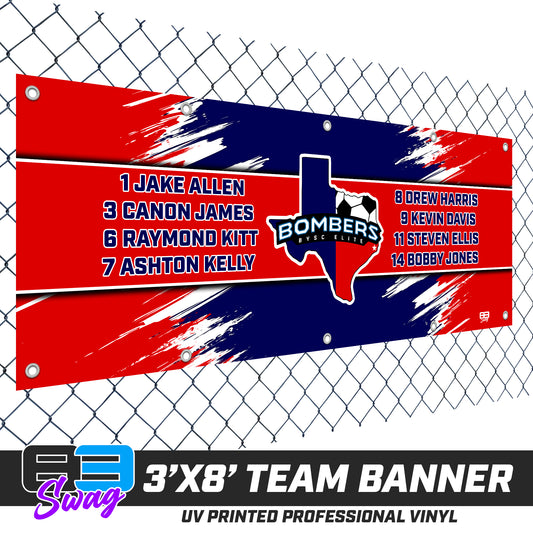 3'x8' Team Vinyl Banner with Roster - BYSC Bombers Soccer