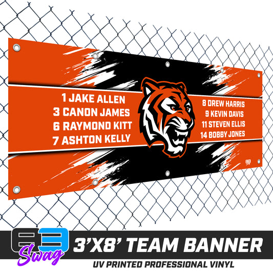 3'x8' Team Vinyl Banner with Roster - Winter Park Tigers