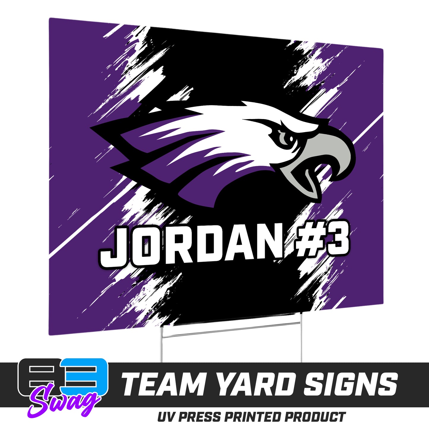 (12 Pack) - 18"x24" Yard Signs w/Stakes - Bellmawr Purple Eagles