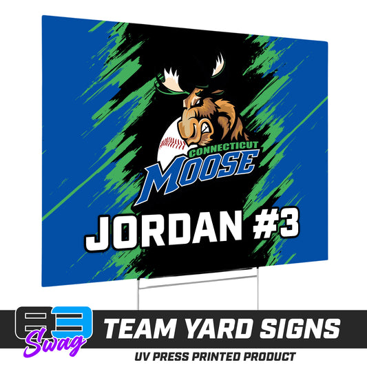 (12 Pack) - 18"x24" Yard Signs w/Stakes - Connecticut Moose Baseball