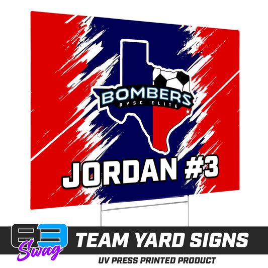 (12 Pack) - 18"x24" Yard Signs w/Stakes - BYSC Bombers Soccer