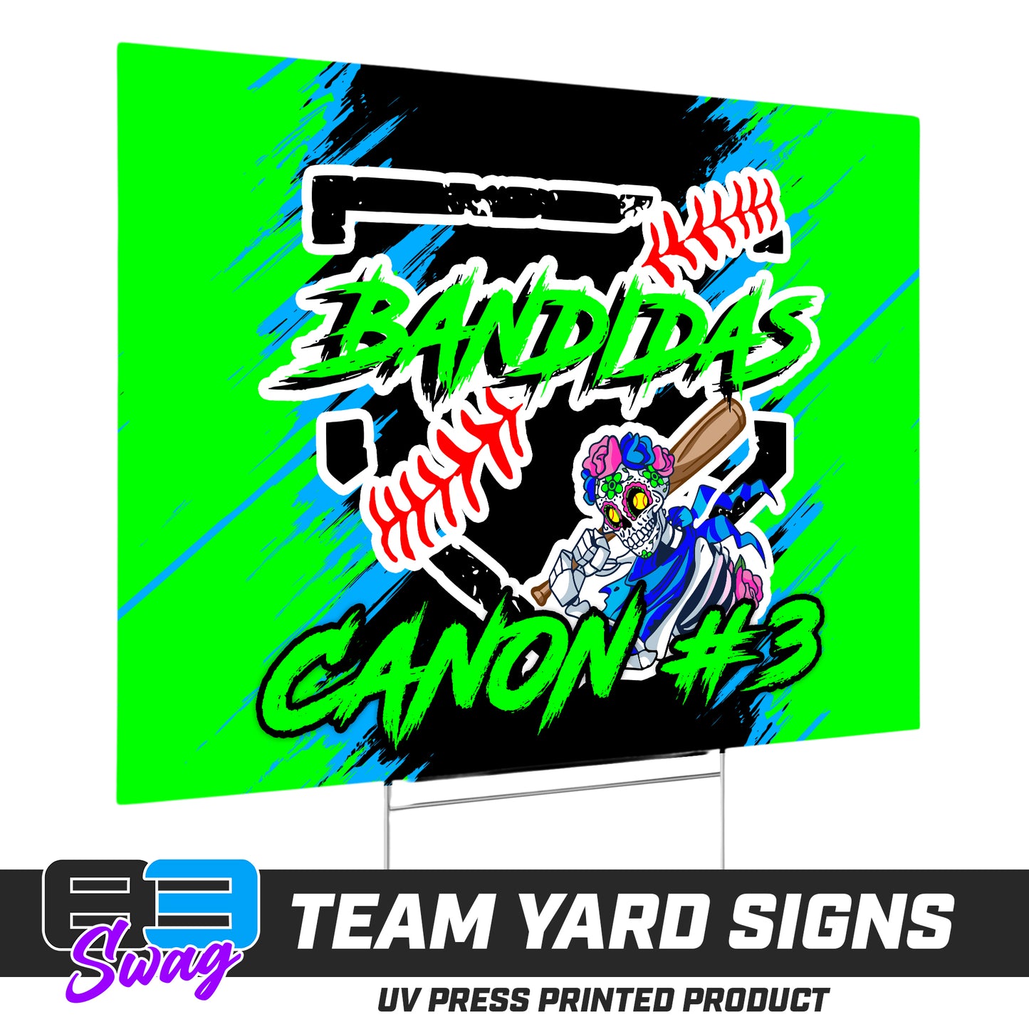 (12 Pack) - 18"x24" Yard Signs w/Stakes - Baker Bandidas Softball