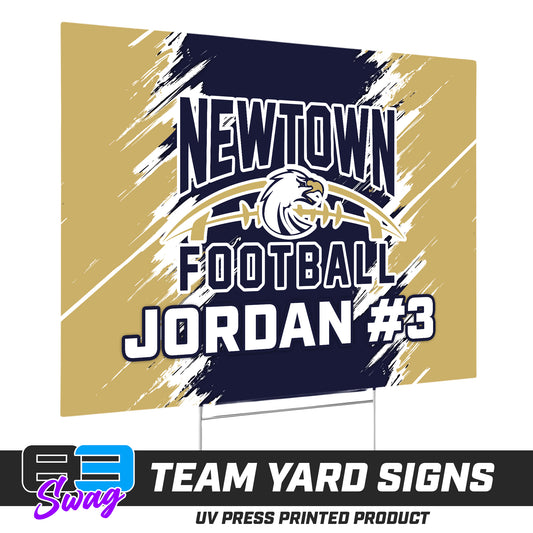 (12 Pack) - 18"x24" Yard Signs w/Stakes - Newtown Football