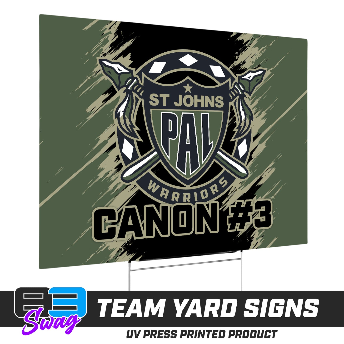 (12 Pack) - 18"x24" Yard Signs w/Stakes - PAL Warriors