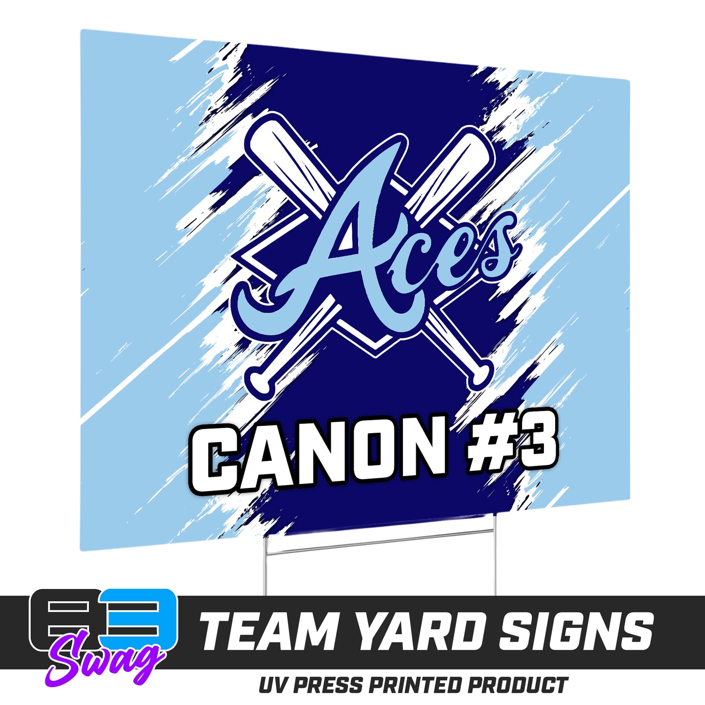 (12 Pack) - 18"x24" Yard Signs w/Stakes - Aces Baseball