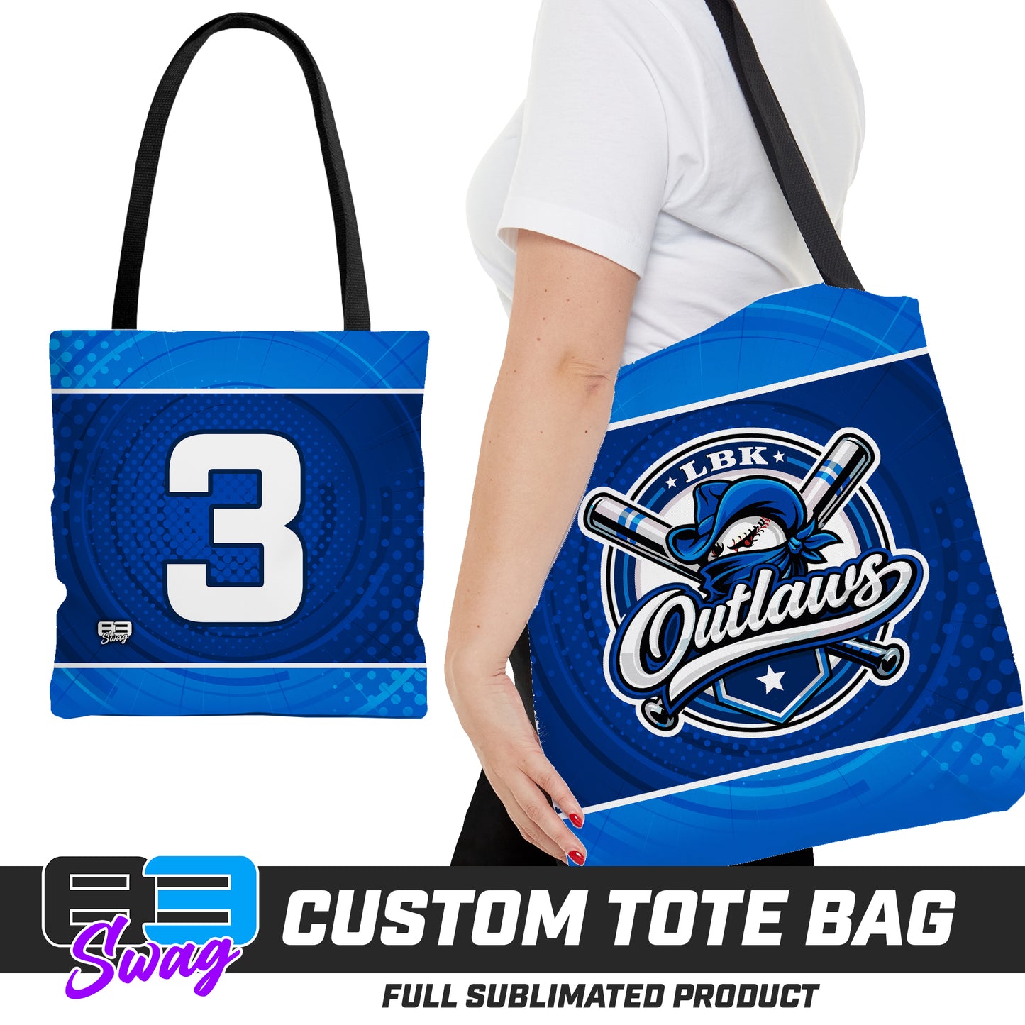 CUSTOM - Large Tote Bag - LBK Outlaws Baseball