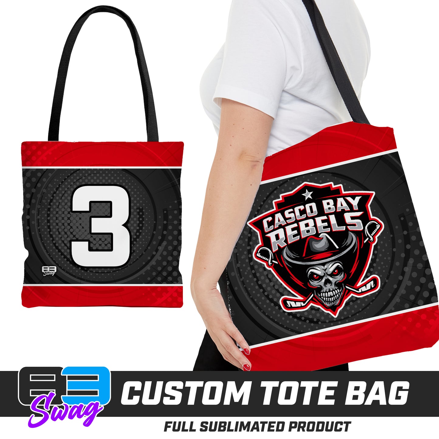 CUSTOM - Large Tote Bag - Casco Bay Rebels Hockey
