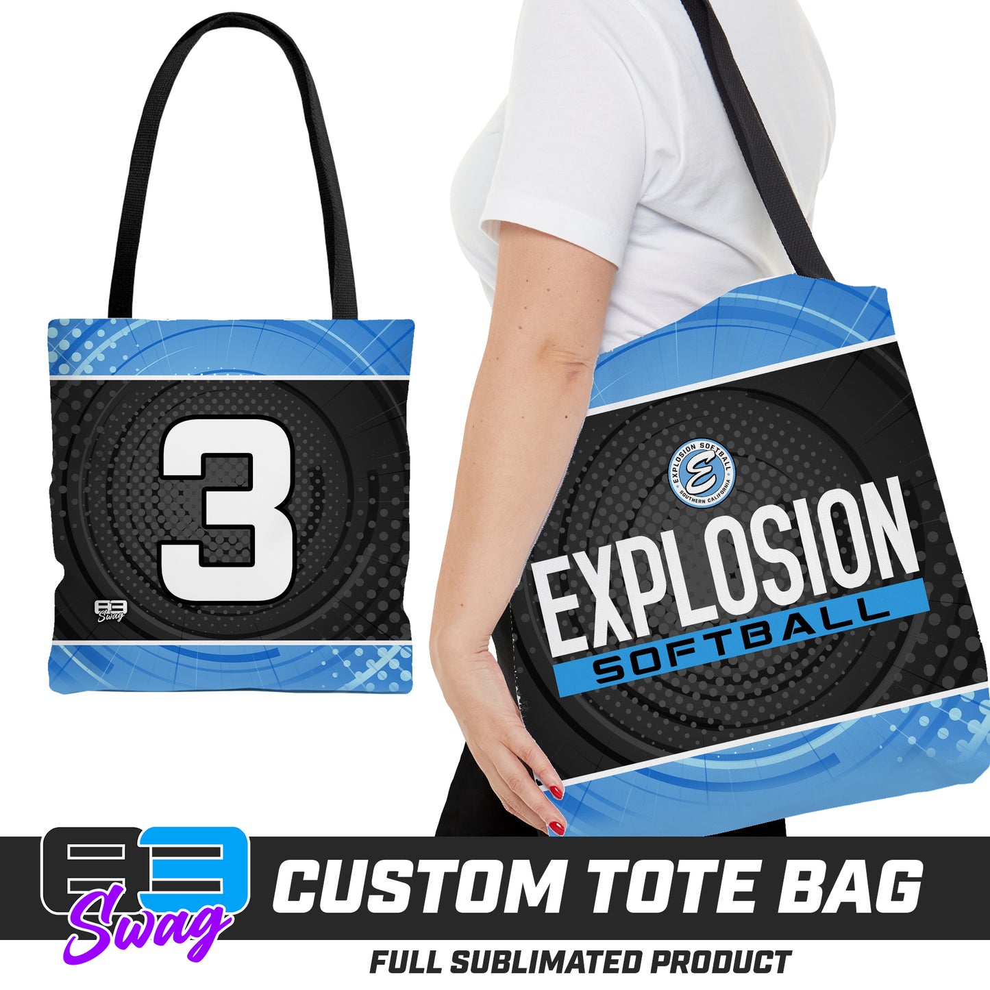 CUSTOM - Large Tote Bag - Explosion Softball