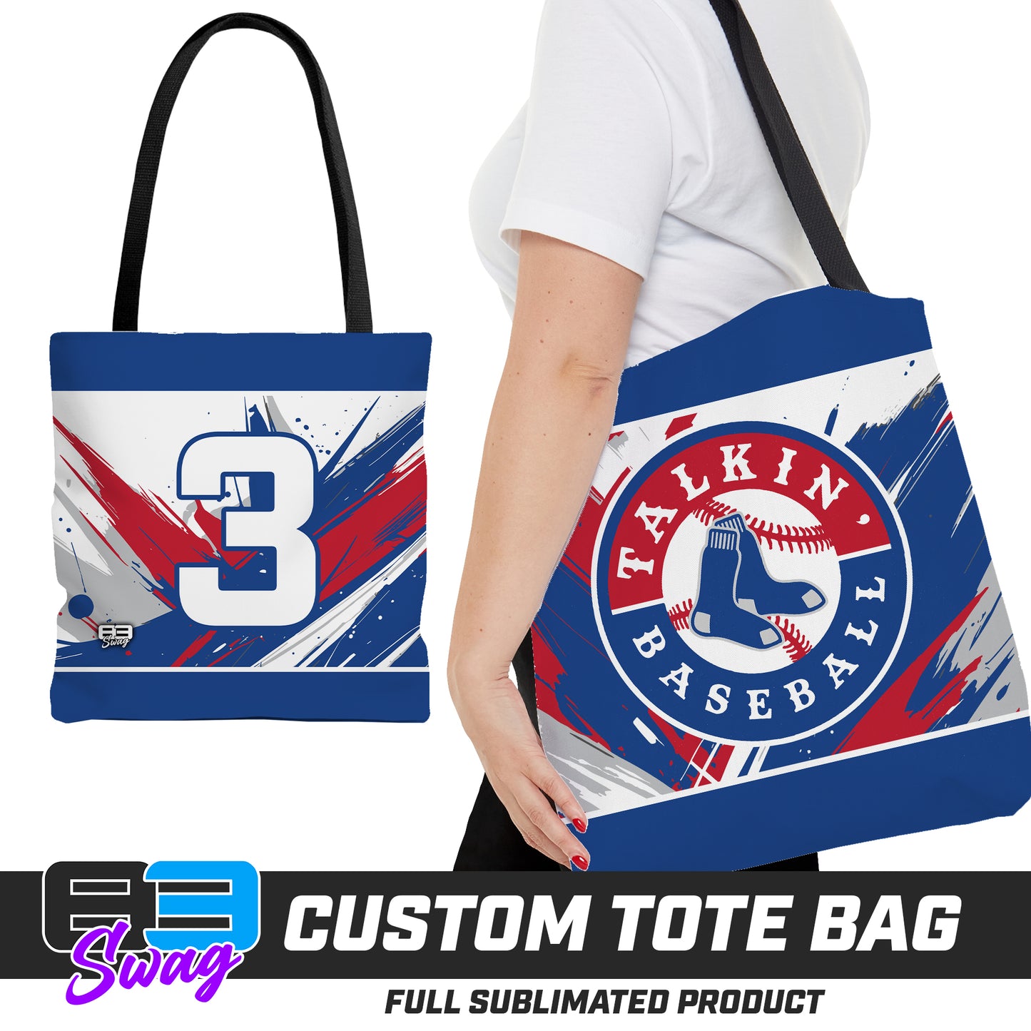 CUSTOM - Large Tote Bag - Talkin Baseball