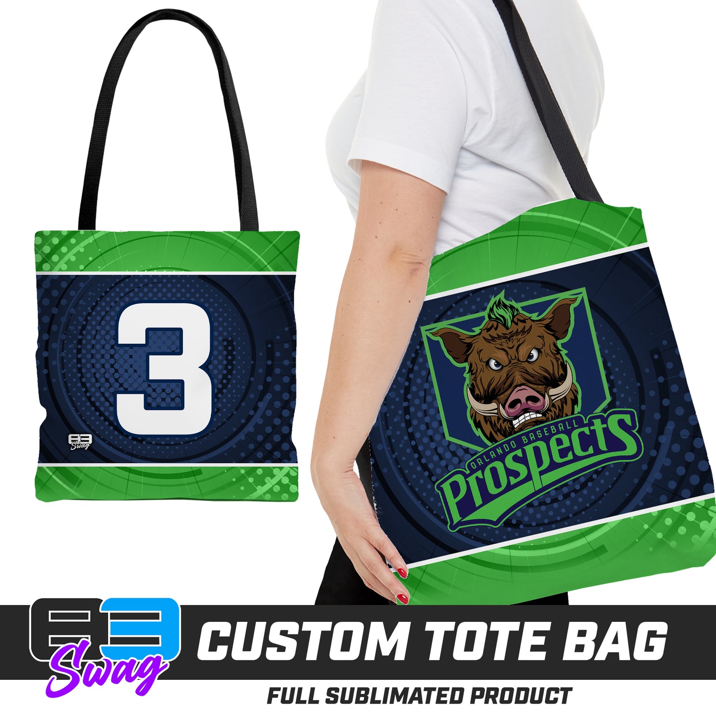 CUSTOM - Large Tote Bag - Orlando Prospects Baseball - OBP - War Hogs
