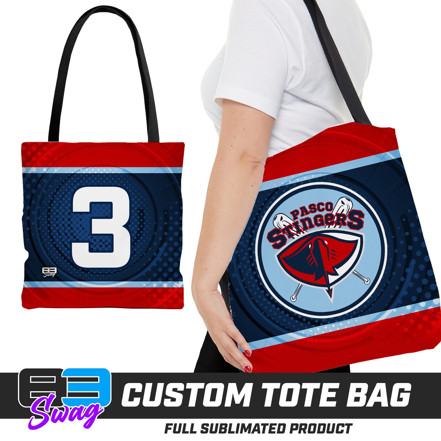 CUSTOM - Large Tote Bag - Pasco Stingers Baseball