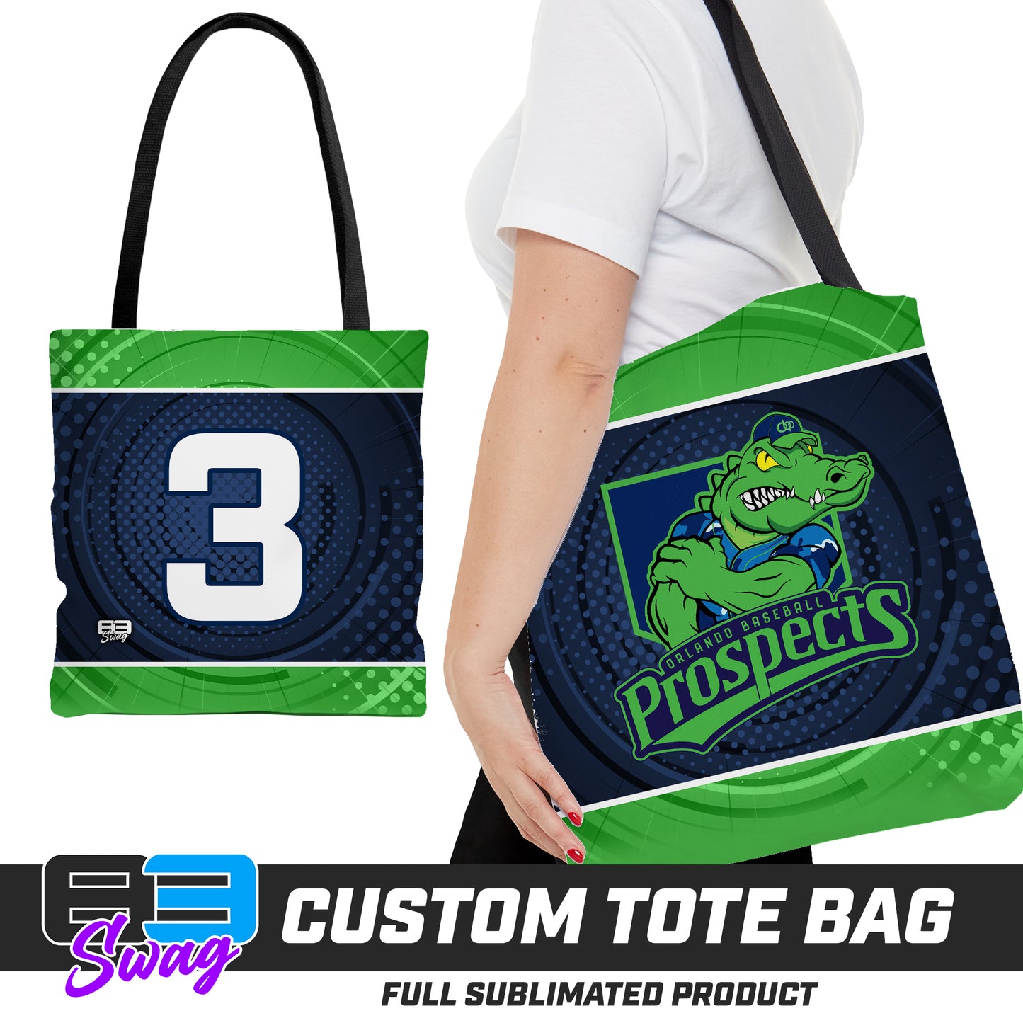 CUSTOM - Large Tote Bag - Orlando Prospects Baseball - OBP - Swamp Kings