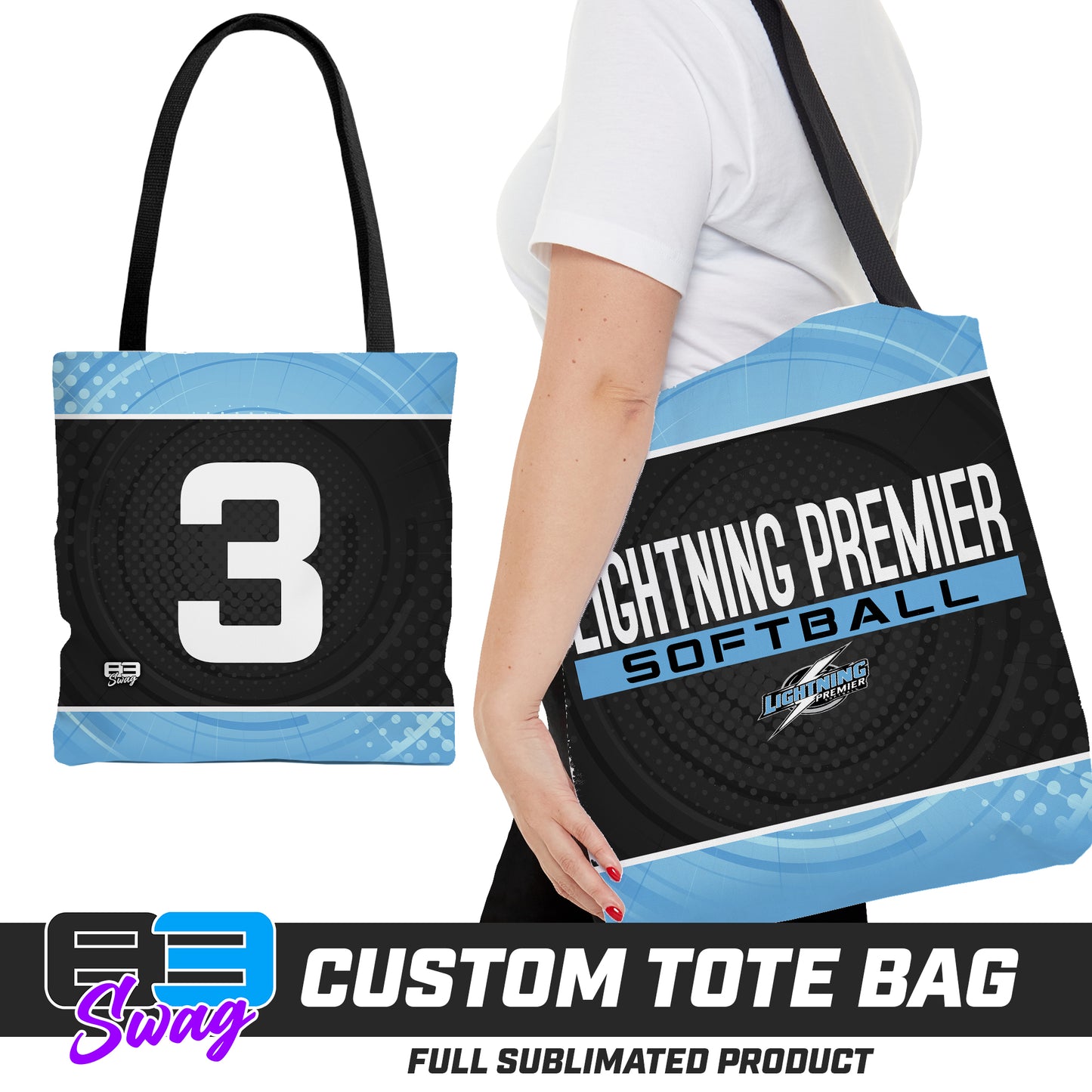 CUSTOM - Large Tote Bag - Lightning Premier Softball