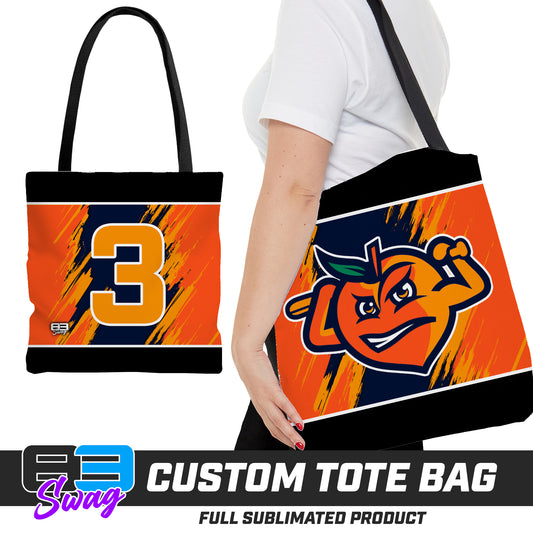 Large Tote Bag - Peach Clobbers Baseball