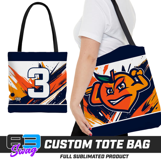 Large Tote Bag - Peach Clobbers Baseball V.26