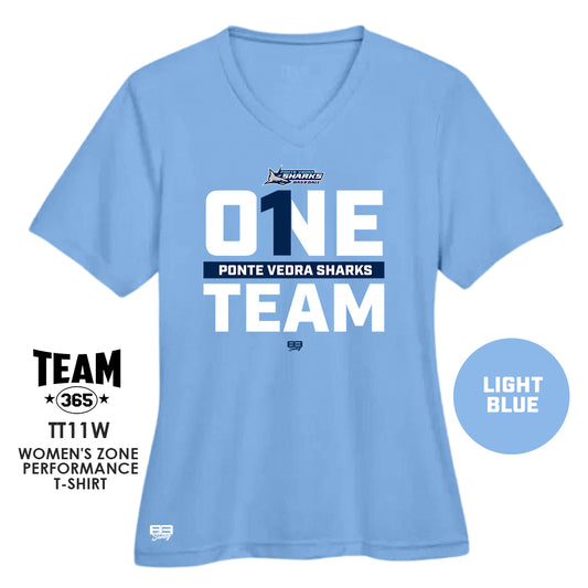 PVAA Sharks - ONE TEAM LIMITED EDITION - Cool & Dry Performance Women's Shirt - MULTIPLE COLORS AVAILABLE