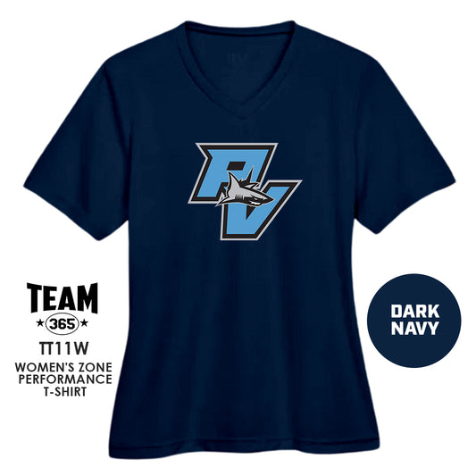 PVAA Sharks - LOGO 2 - Cool & Dry Performance Women's Shirt - MULTIPLE COLORS AVAILABLE