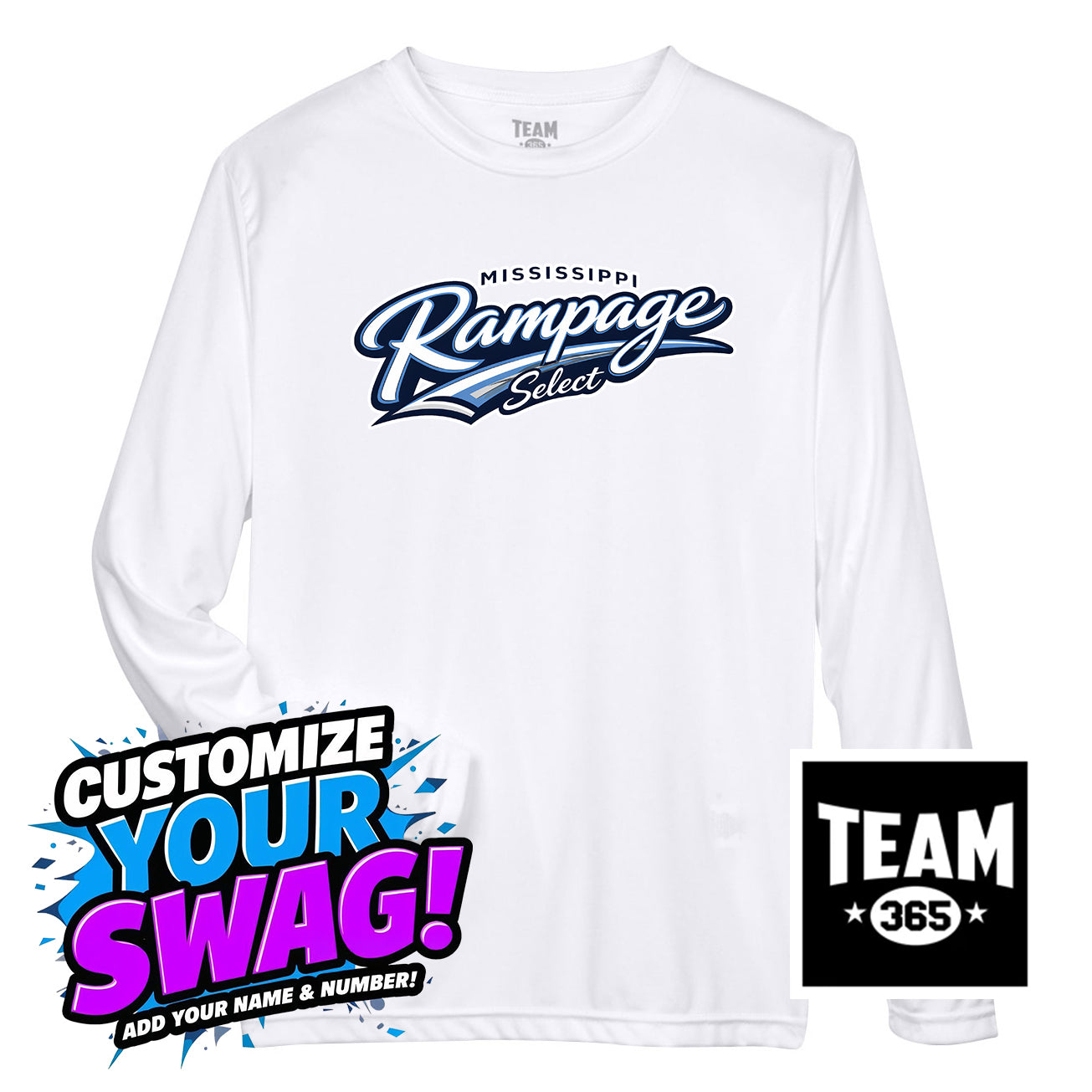 Team 365 Youth & Men's Zone Performance Long-Sleeve T-Shirt - Mississippi Rampage Select Softball