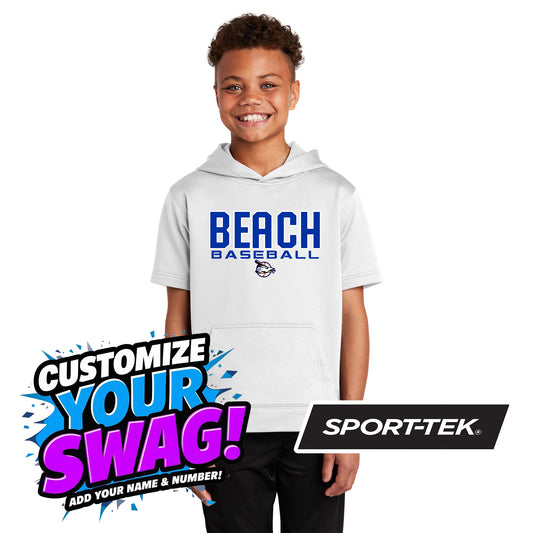 Sport-Tek Youth Sport-Wick Fleece Short Sleeve Hooded Pullover - Jax Beach Baseball