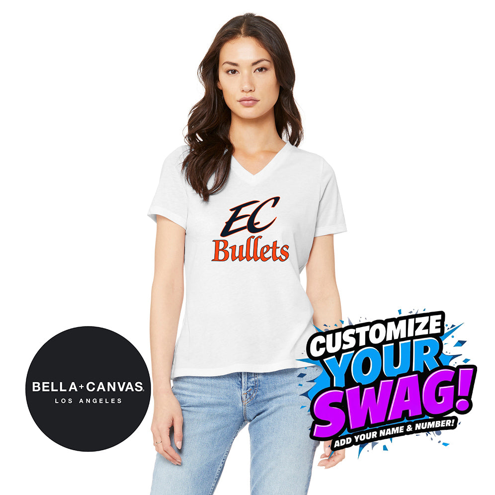 Bella + Canvas 6415 Ladies' Relaxed Triblend V-Neck T-Shirt - EC Bullets Softball