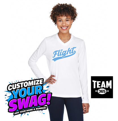 Team 365 TT11WL Women's Zone Performance Long-Sleeve T-Shirt - FCF Flight Baseball Blue