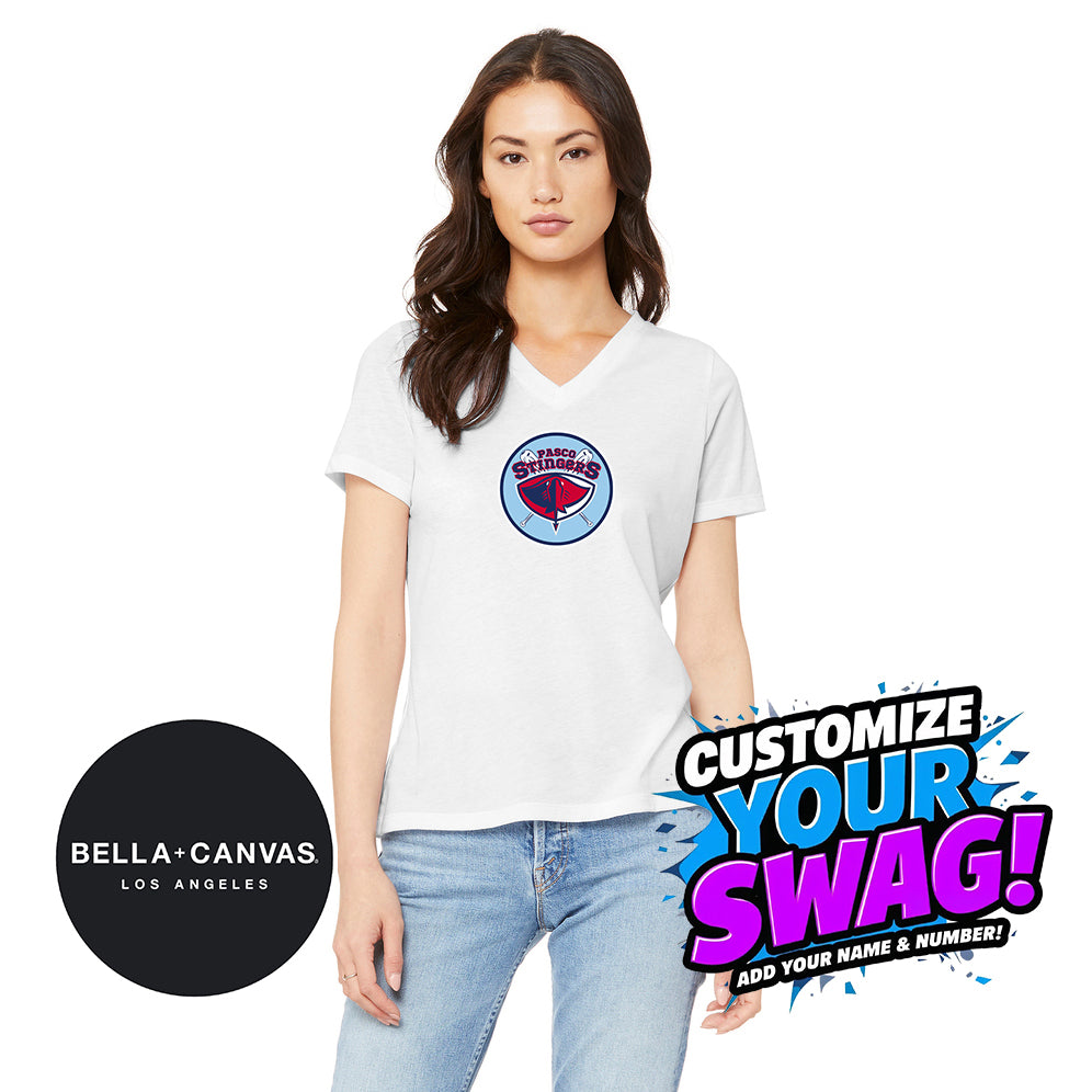 Bella + Canvas 6415 Ladies' Relaxed Triblend V-Neck T-Shirt - Pasco Stingers Baseball