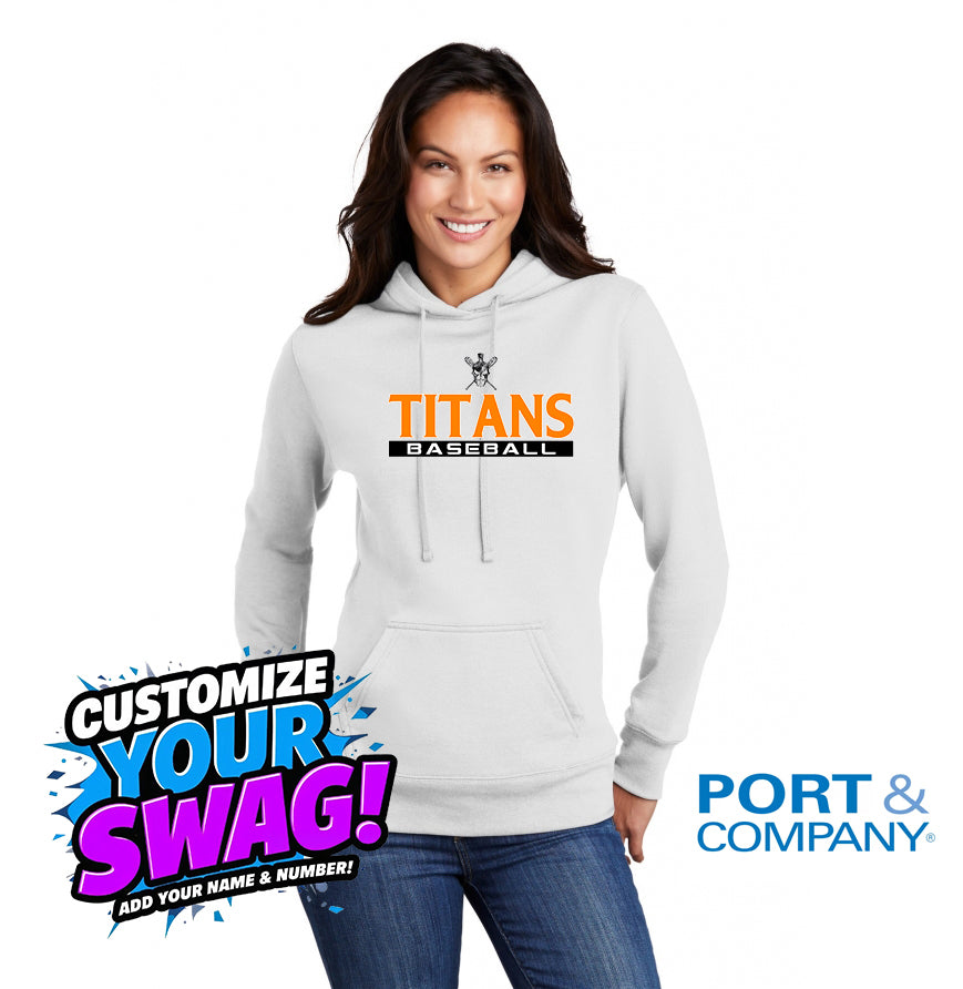 Port & Company Women's Core Fleece Pullover Hooded Sweatshirt LPC78H - St. Johns TItans Baseball
