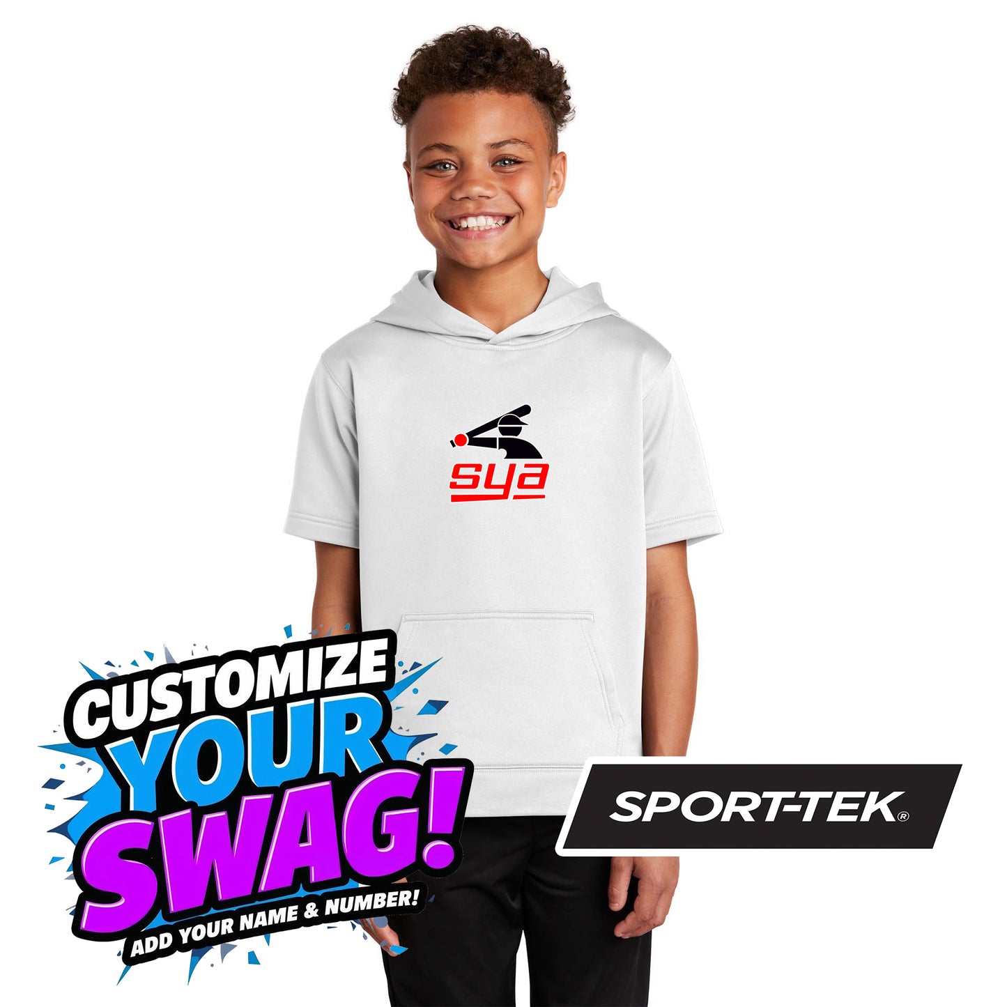 Sport-Tek Youth Sport-Wick Fleece Short Sleeve Hooded Pullover YST251 - SYA Batter Logo