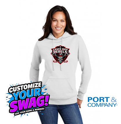 Port & Company Women's Core Fleece Pullover Hooded Sweatshirt LPC78H - Casco Bay Rebels Hockey