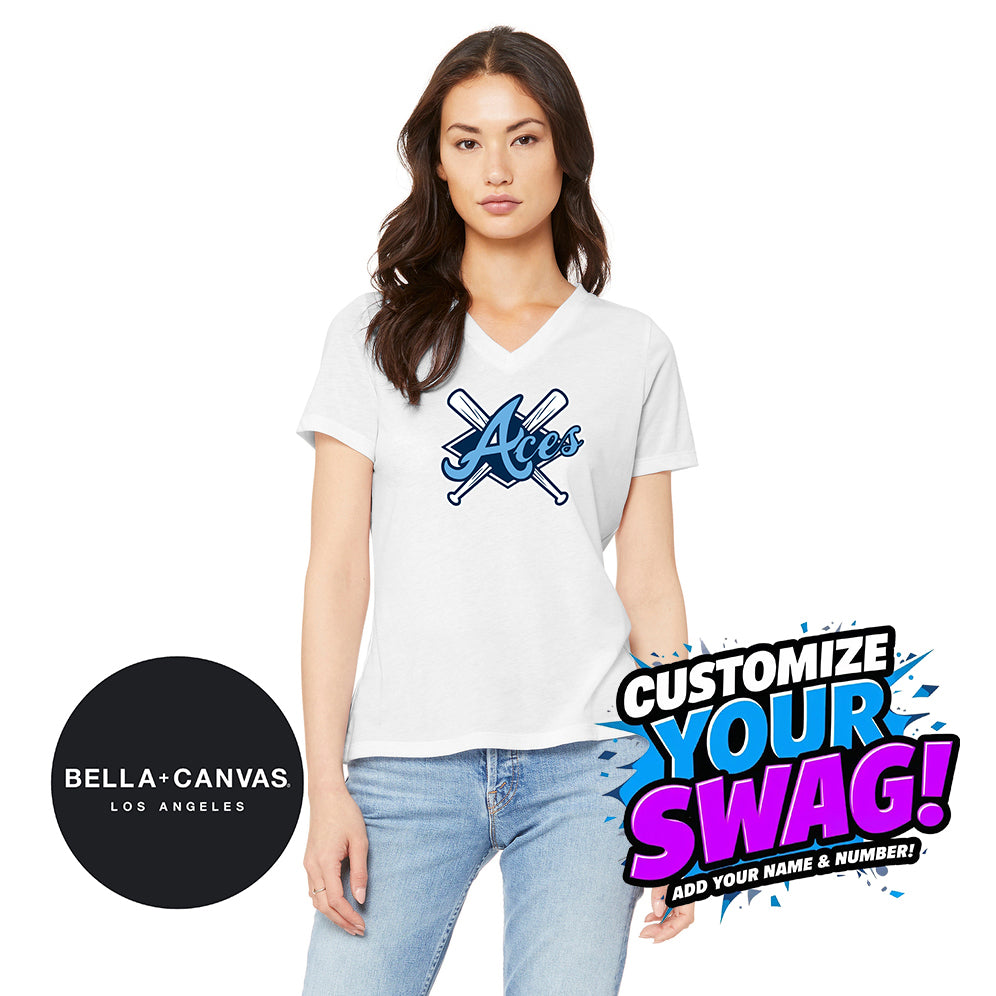 Bella + Canvas 6415 Ladies' Relaxed Triblend V-Neck T-Shirt - Aces Baseball