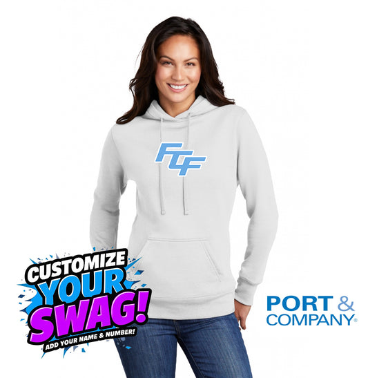 Port & Company Women's Core Fleece Pullover Hooded Sweatshirt LPC78H - FCF Flight Baseball Blue