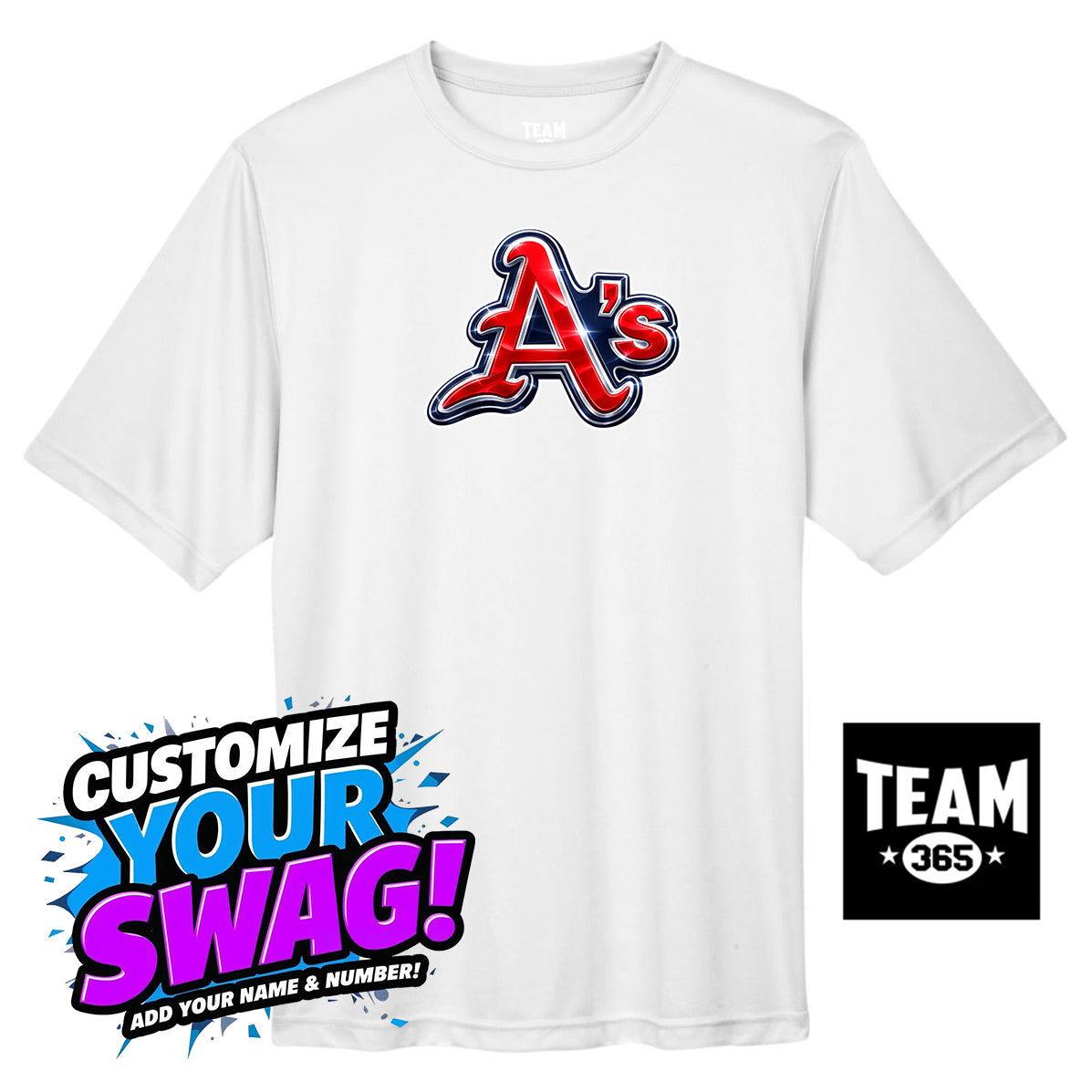 Team 365 Youth & Men's Zone Performance T-Shirt - Little Rock A's Baseball
