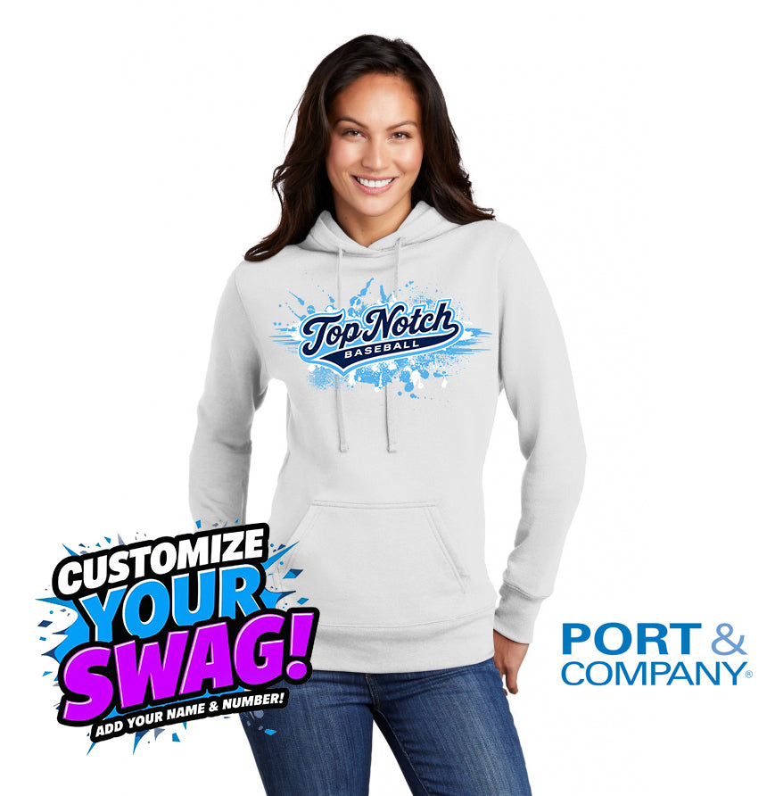 Port & Company Women's Core Fleece Pullover Hooded Sweatshirt LPC78H - Top Notch Baseball