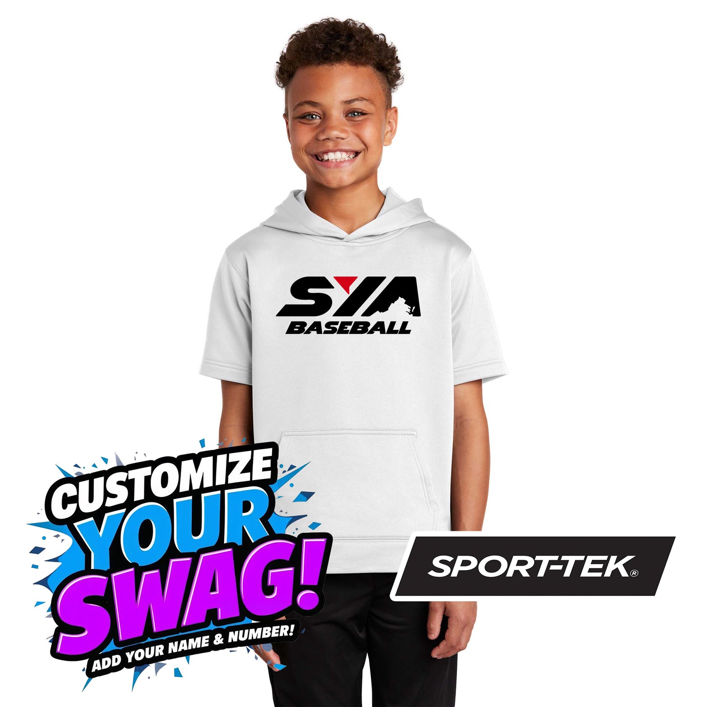 Sport-Tek Youth Sport-Wick Fleece Short Sleeve Hooded Pullover YST251 - SYA Baseball