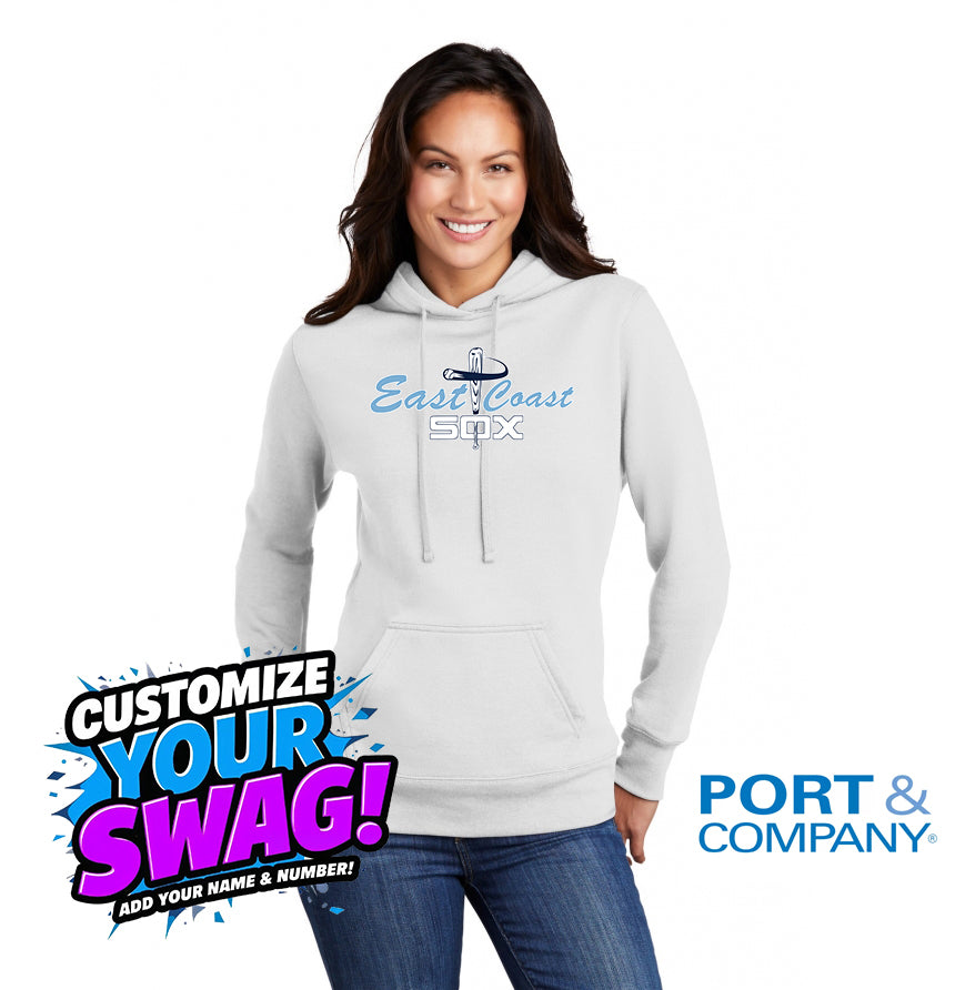 Port & Company Women's Core Fleece Pullover Hooded Sweatshirt LPC78H - East Coast Sox Baseball